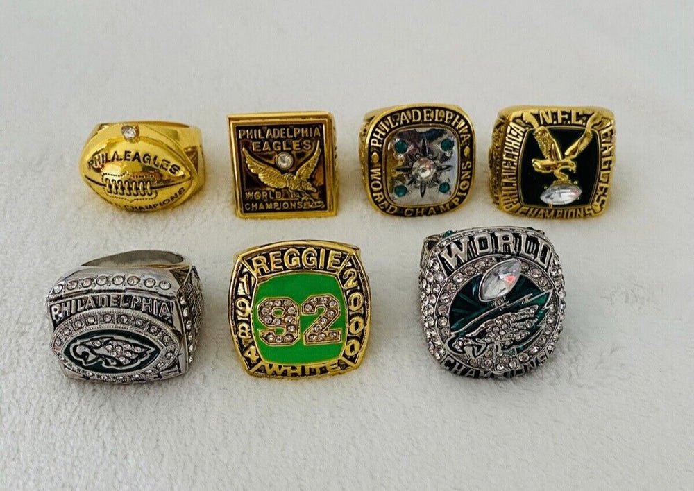 7 PCS Philadelphia Eagles Super Bowl Ring Set with box