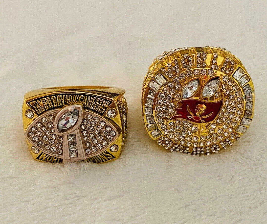 2 PCS Tampa Bay Buccaneers Super Bowl Ring Set, US SHIP 2002/20 - EB Sports Championship Rings