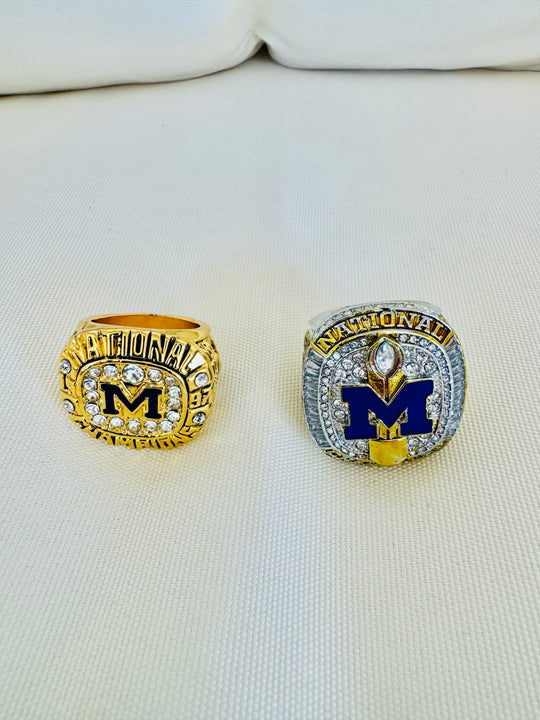 2 PCS Michigan Wolverines National Championship Ring Set W Box, US SHIP 1997/2024 - EB Sports Championship Rings