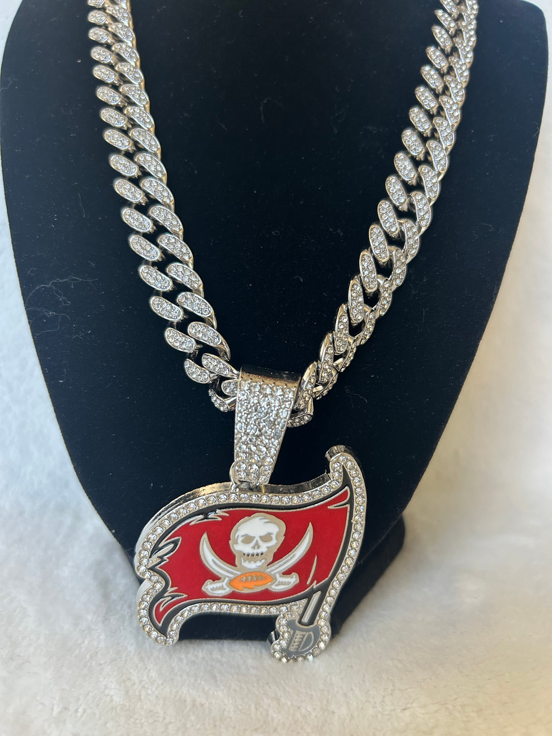 Tampa Bay Buccaneers Men’s Large Silver Iced Cuban Chain 24”, US SHIP - EB Sports Championship Rings