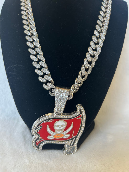 Tampa Bay Buccaneers Men’s Large Silver Iced Cuban Chain 24”, US SHIP - EB Sports Championship Rings