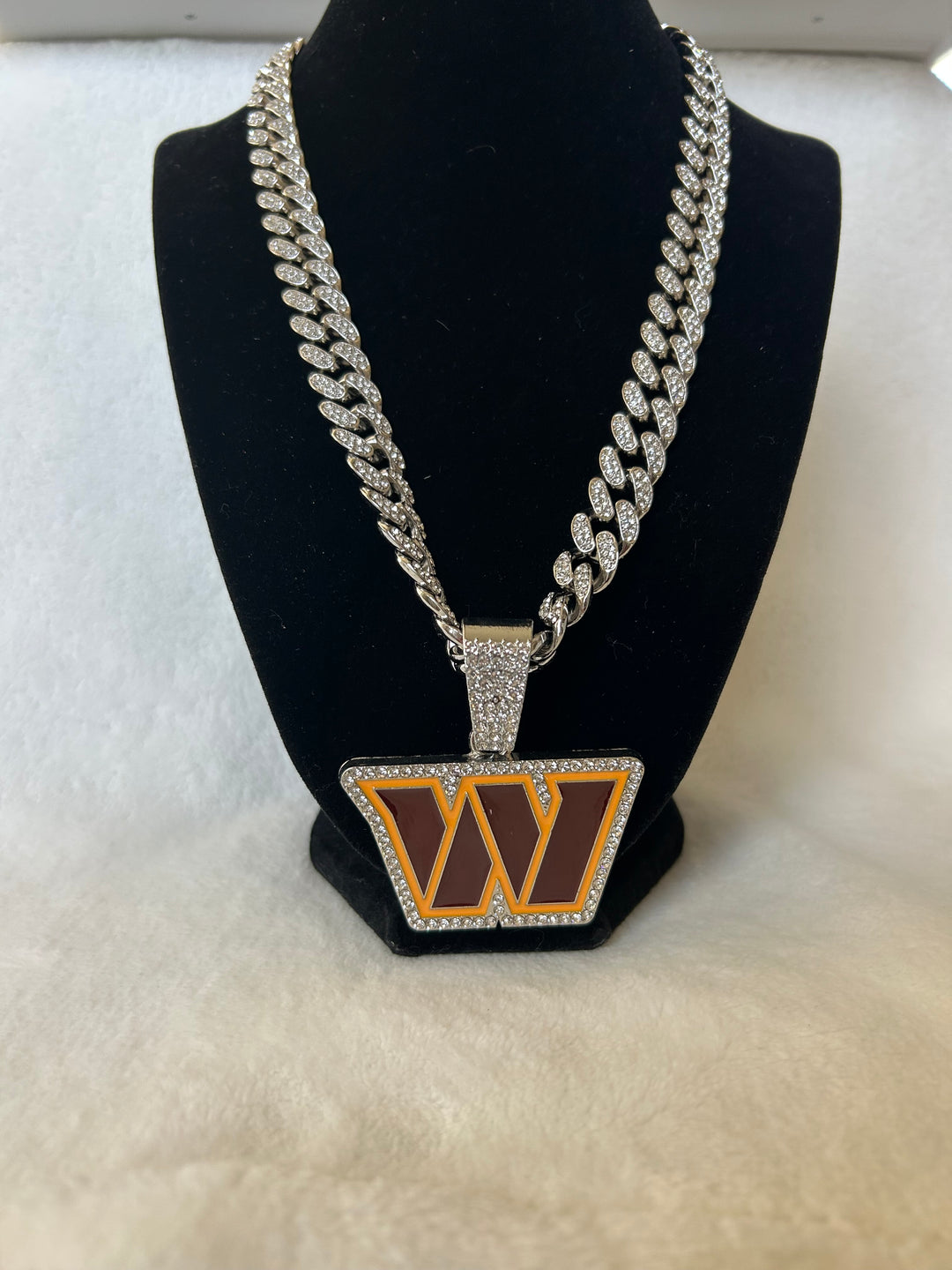 Washington Commanders Men’s Large Silver Iced Cuban Chain 24”, US SHIP - EB Sports Championship Rings