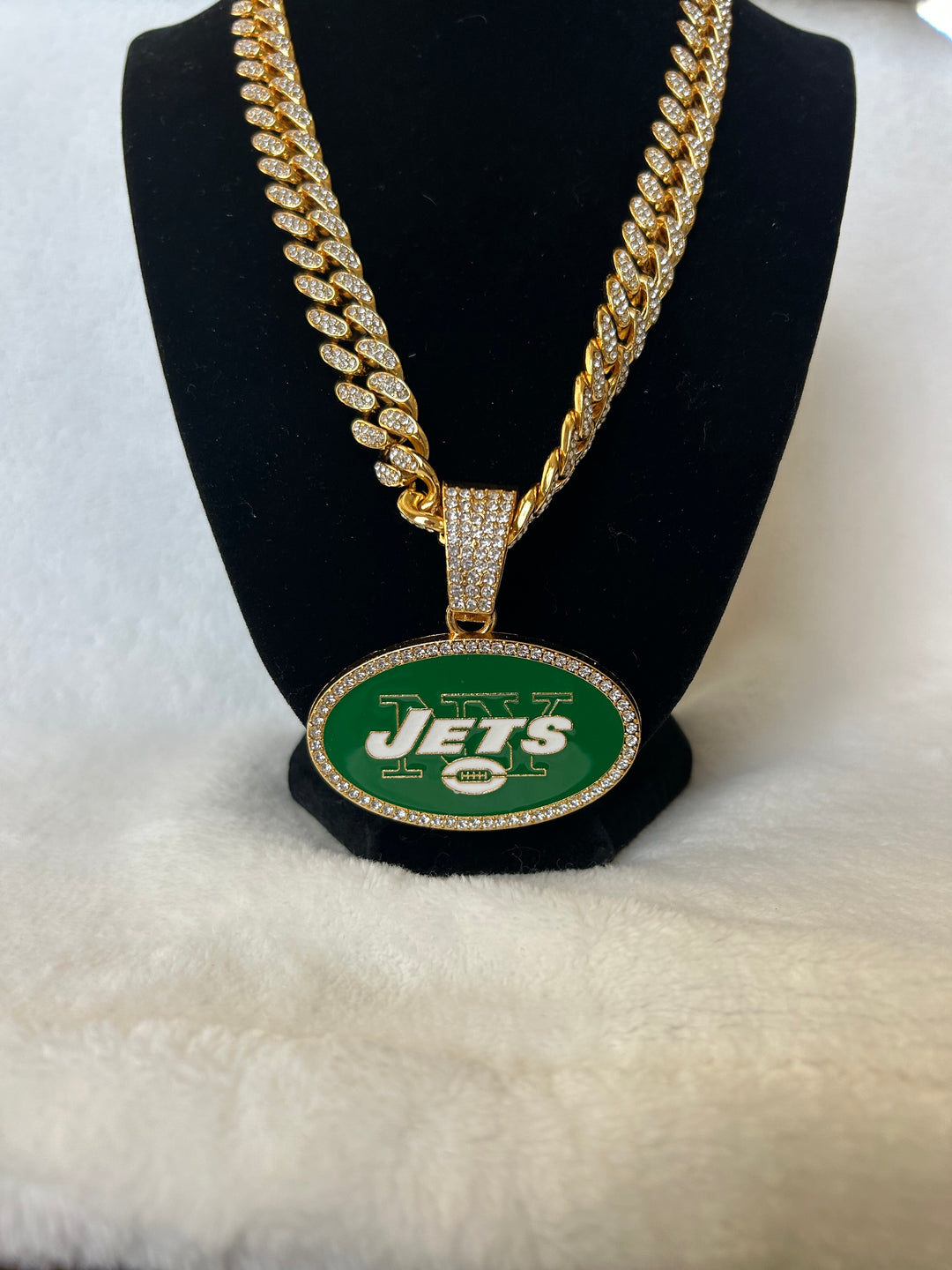 New York Jets Men’s Large Gold Iced Cuban Chain 24” - EB Sports Championship Rings