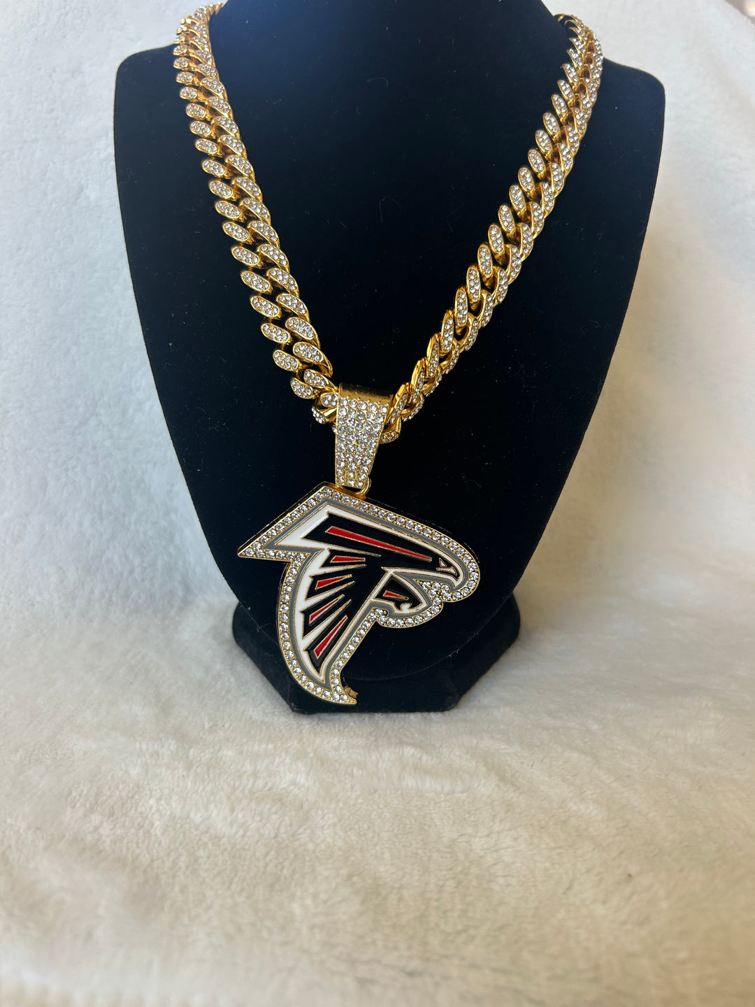 Atlanta Falcons men’s Large Gold Iced Cuban Chain 24”, US SHIP - EB Sports Championship Rings