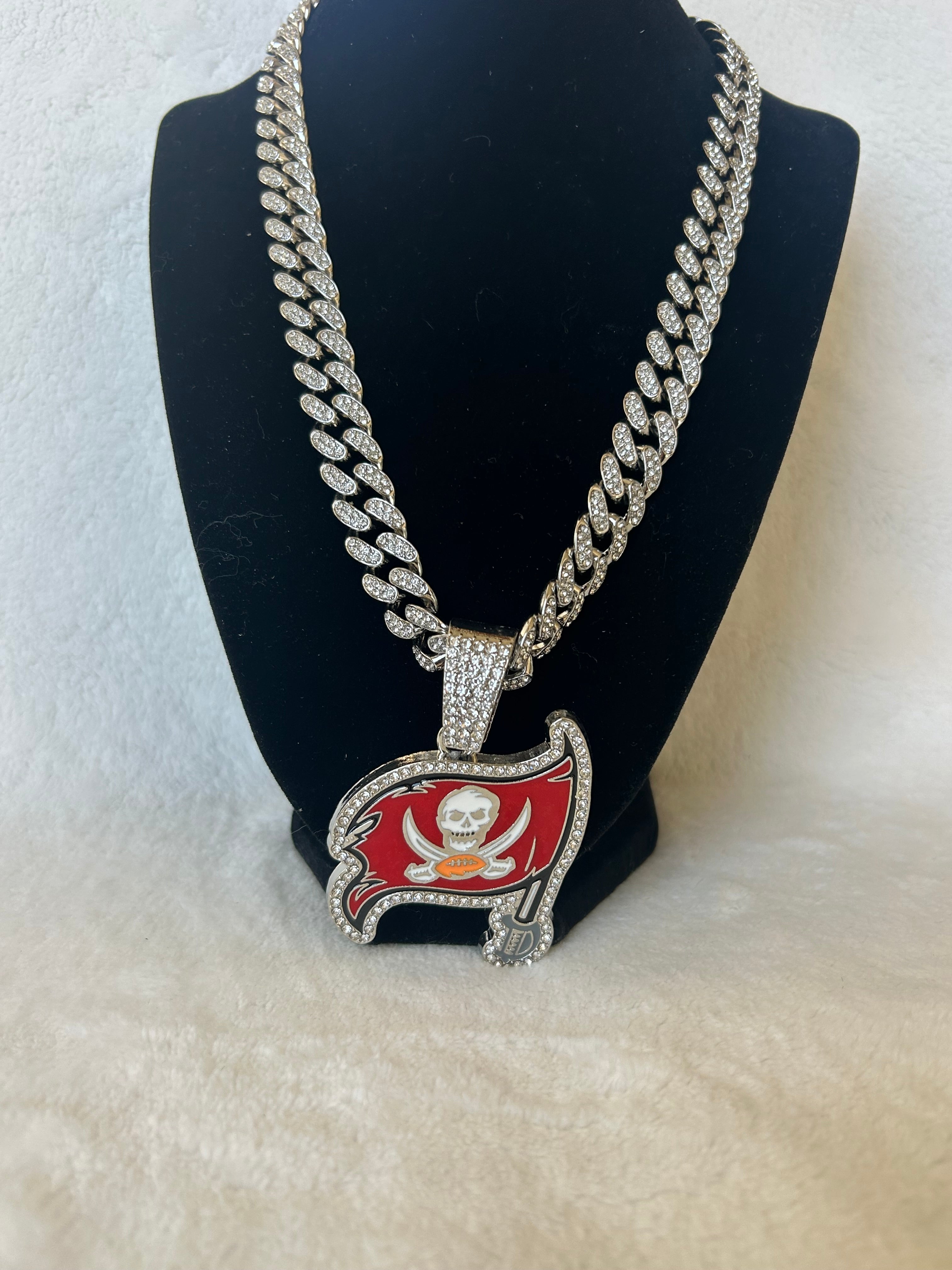 Tampa Bay Buccaneers Men’s Large Silver Iced Cuban Chain 24”, US SHIP - EB Sports Championship Rings