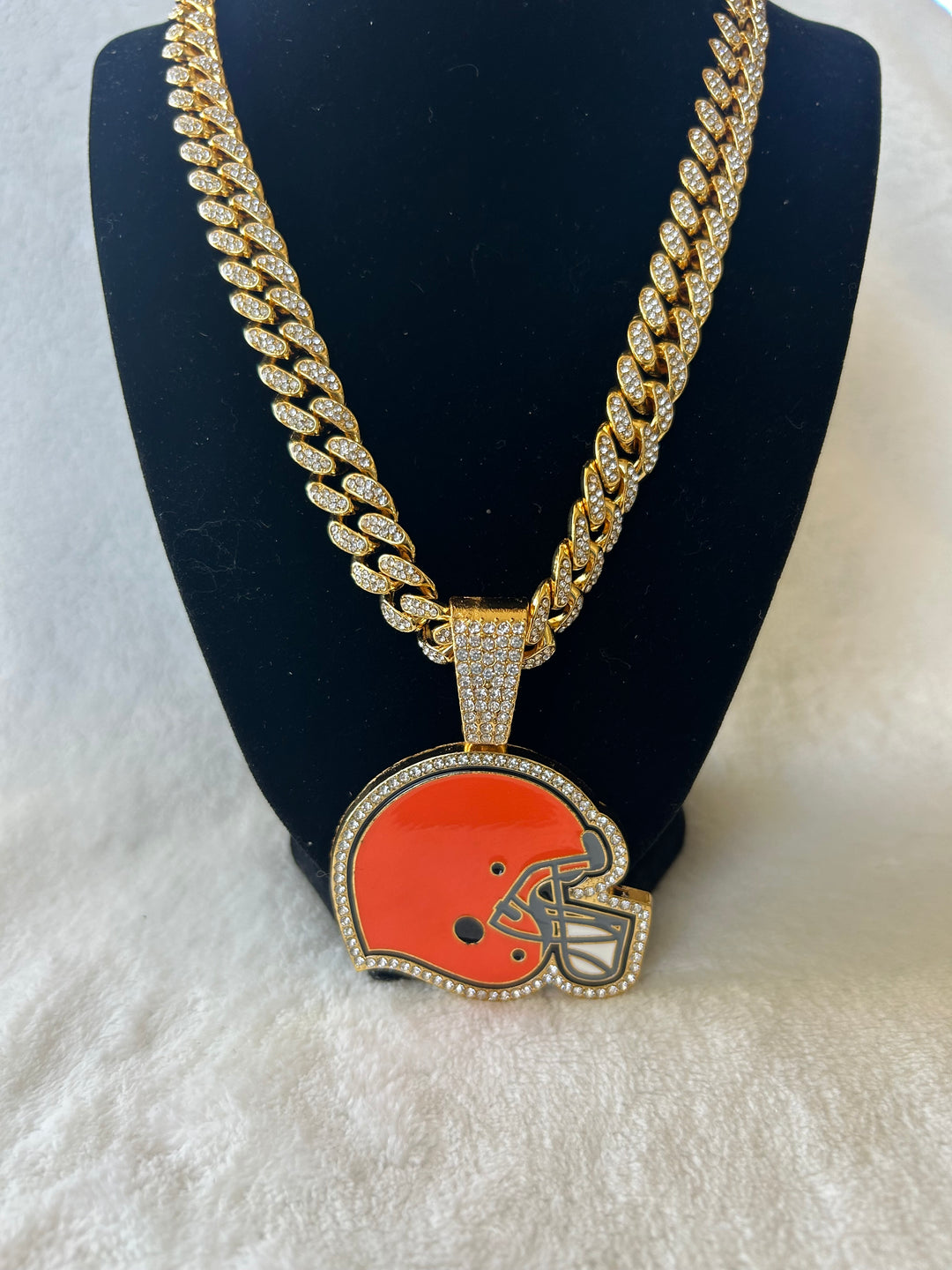 Cleveland Browns Men’s Large Gold Iced Cuban Chain 24”, US SHIP - EB Sports Championship Rings