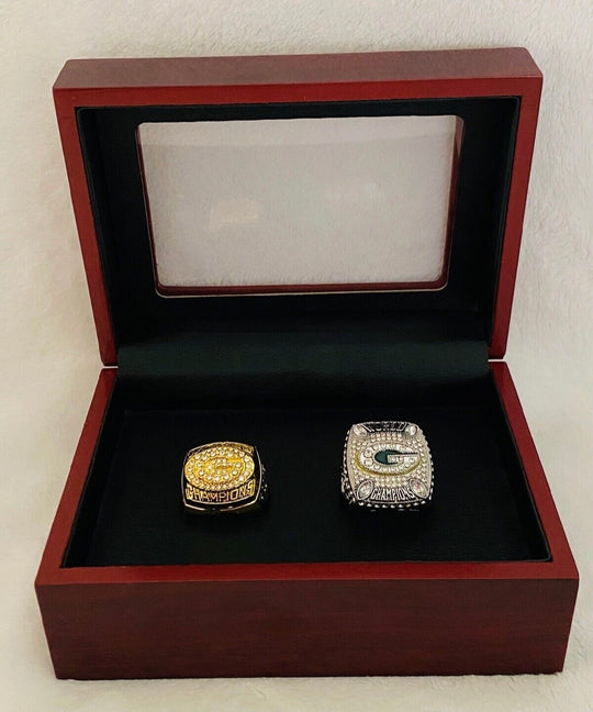 2PCS Green Bay Packers Championship Replica Ring SET W Case, US SHIP. 1996/2010 - EB Sports Championship Rings