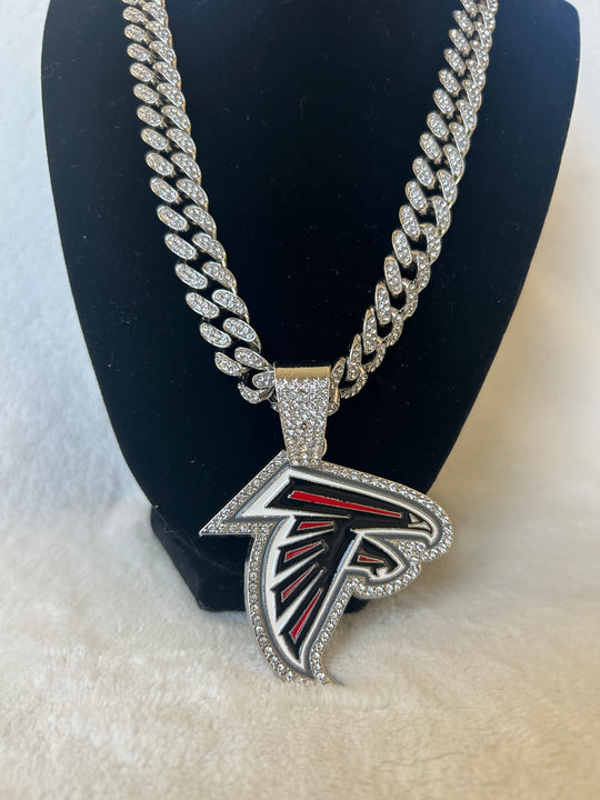 Atlanta Falcons men’s Large Silver Iced Cuban Chain 24”, US SHIP - EB Sports Championship Rings