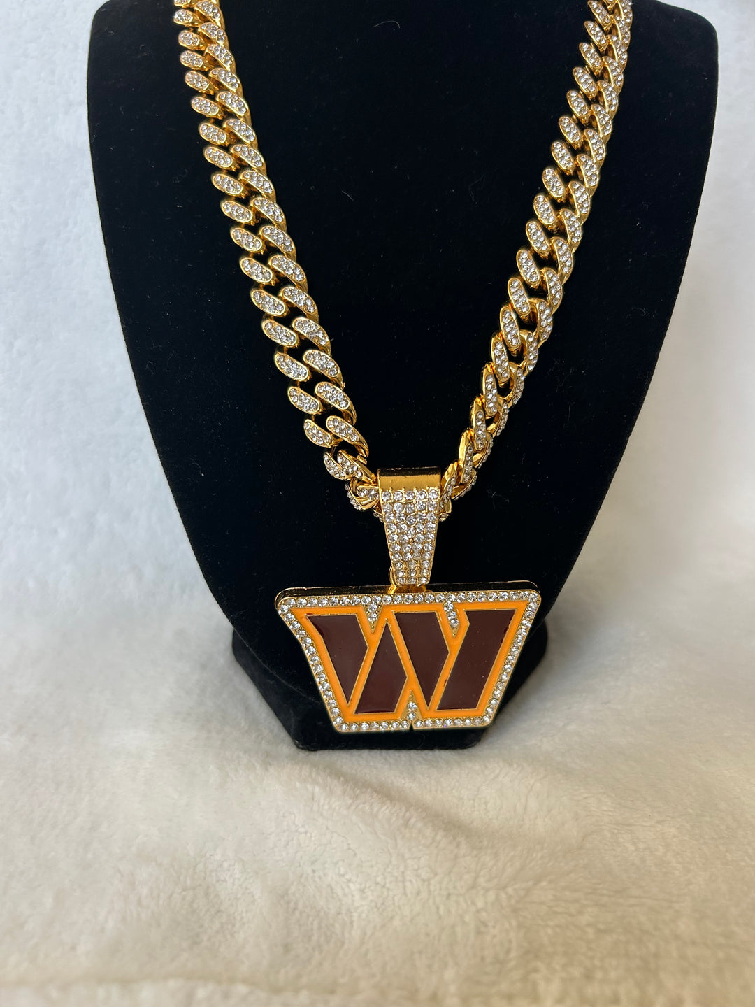 Washington Commanders Men’s Large Gold Iced Cuban Chain 24”, US SHIP - EB Sports Championship Rings