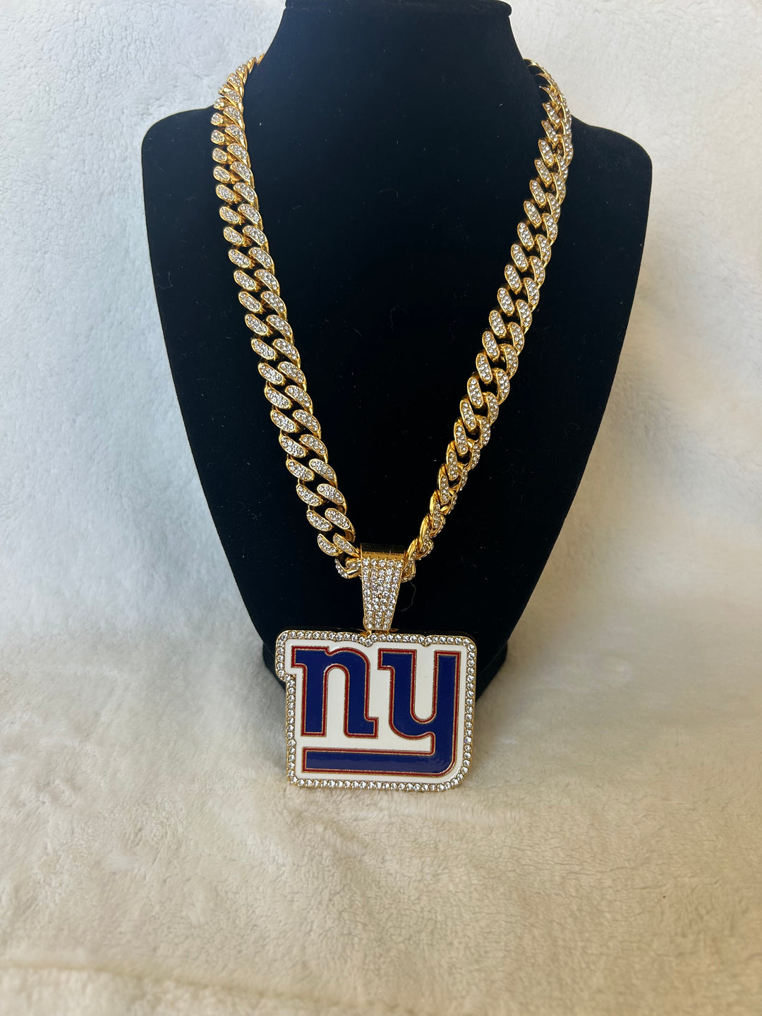 New York Giants Men’s Large Gold Iced Cuban Chain 24”, US SHIP - EB Sports Championship Rings