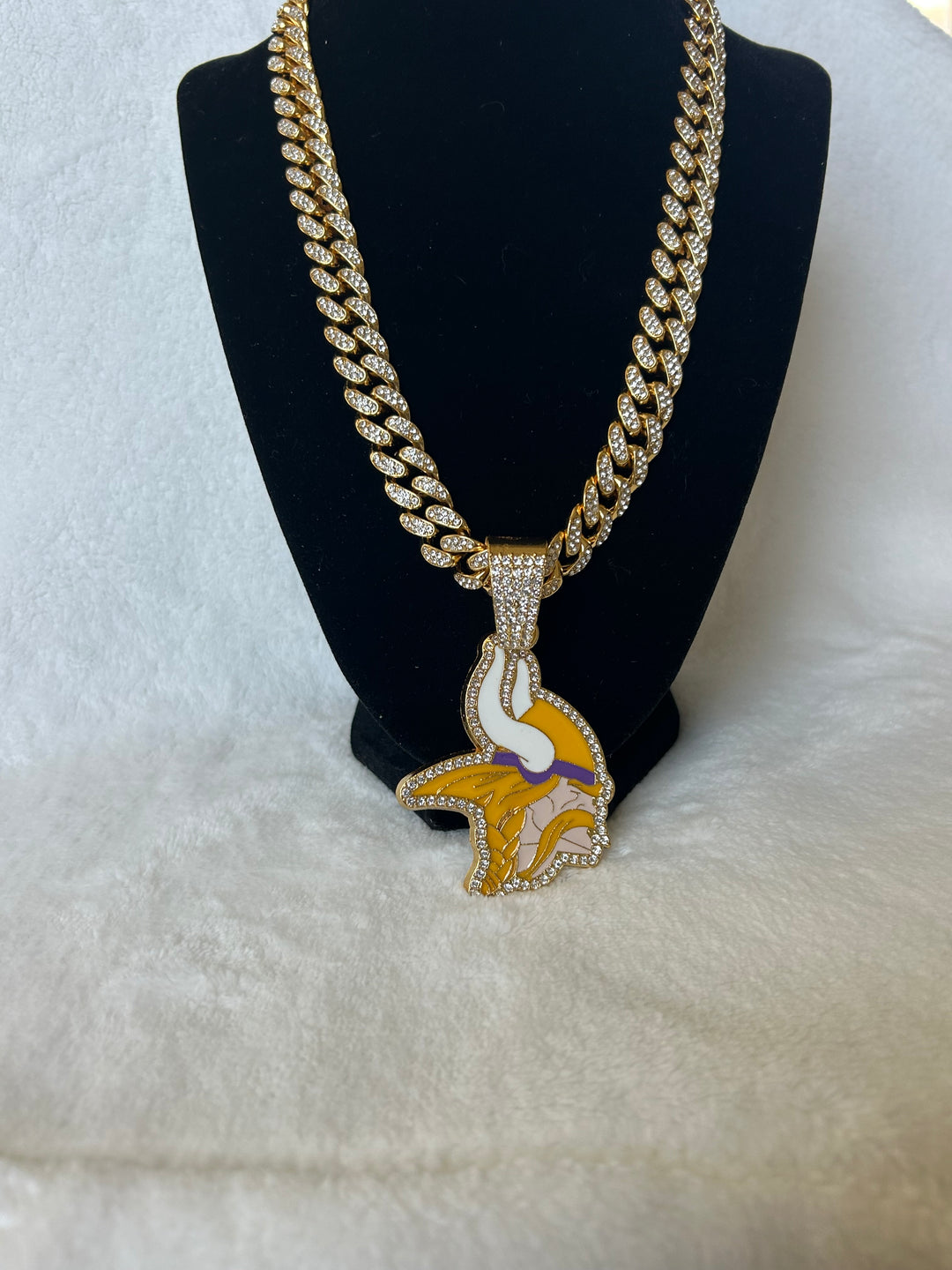 Minnesota Vikings Men’s Large Gold Iced Cuban Chain 24”, US SHIP - EB Sports Championship Rings