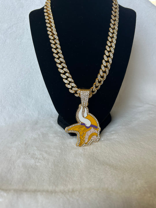 Minnesota Vikings Men’s Large Gold Iced Cuban Chain 24”, US SHIP - EB Sports Championship Rings