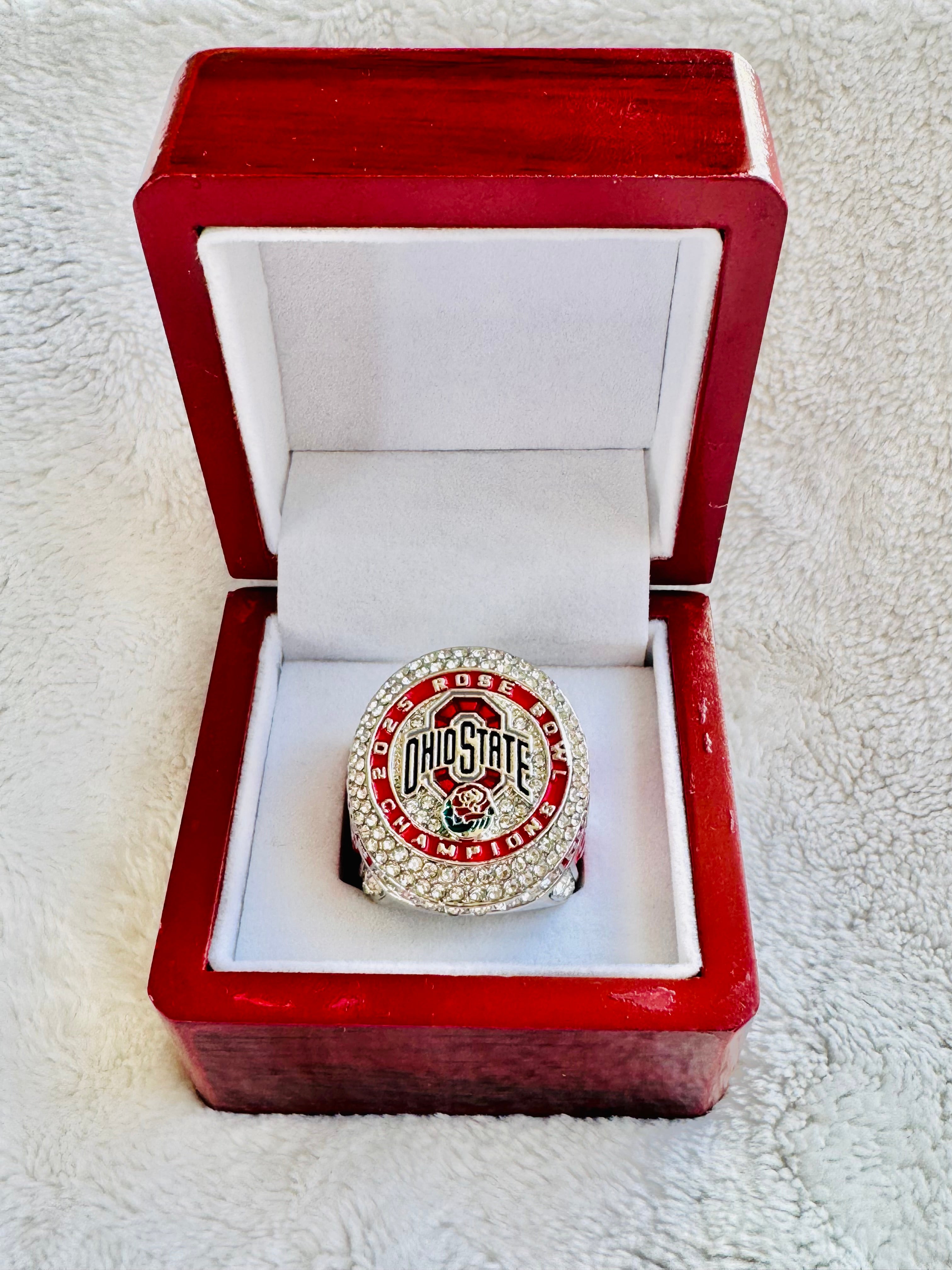 2024 Ohio State Rose Bowl Championship Ring with wooden box, US SHIP - EB Sports Championship Rings