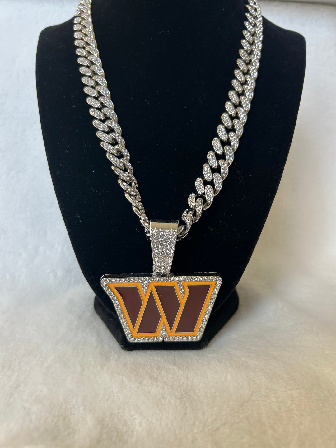 Washington Commanders Men’s Large Silver Iced Cuban Chain 24”, US SHIP - EB Sports Championship Rings