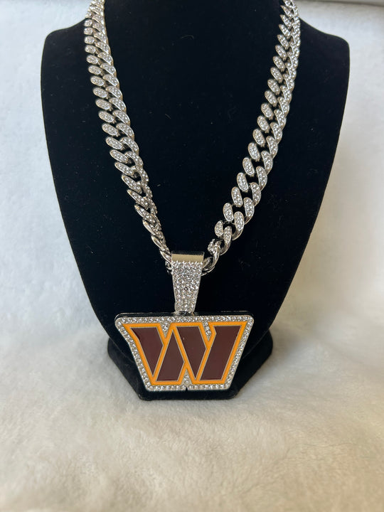 Washington Commanders Men’s Large Silver Iced Cuban Chain 24”, US SHIP - EB Sports Championship Rings