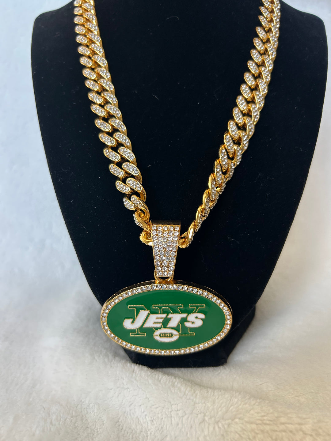 New York Jets Men’s Large Gold Iced Cuban Chain 24” - EB Sports Championship Rings