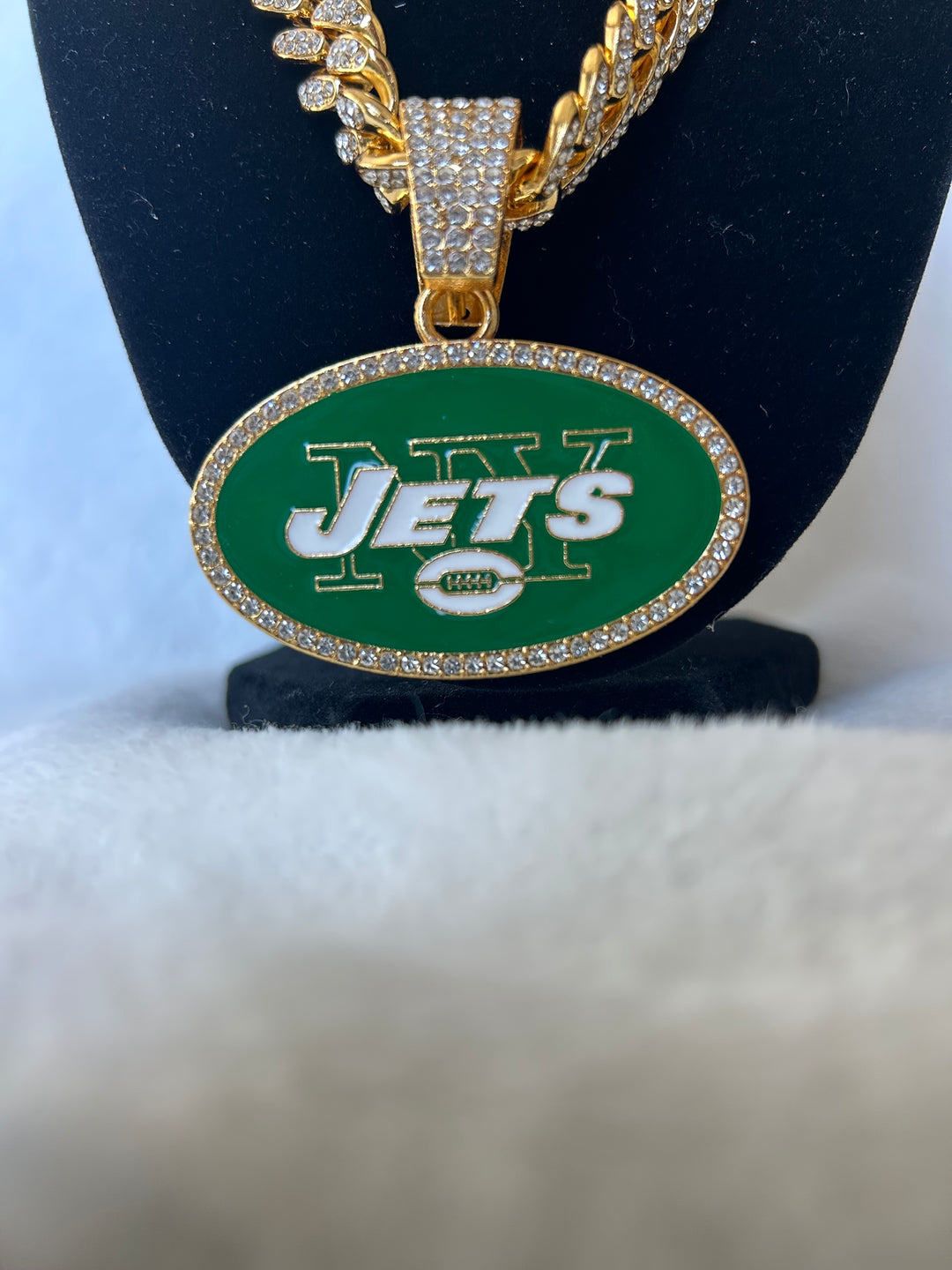 New York Jets Men’s Large Gold Iced Cuban Chain 24” - EB Sports Championship Rings