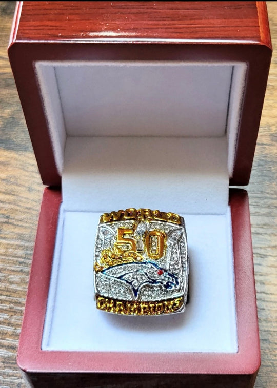 2015 Peyton Manning/ Broncos Super Bowl Championship Ring Set with box, US SHIP - EB Sports Championship Rings