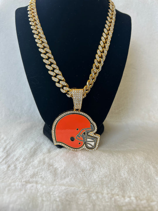 Cleveland Browns Men’s Large Gold Iced Cuban Chain 24”, US SHIP - EB Sports Championship Rings