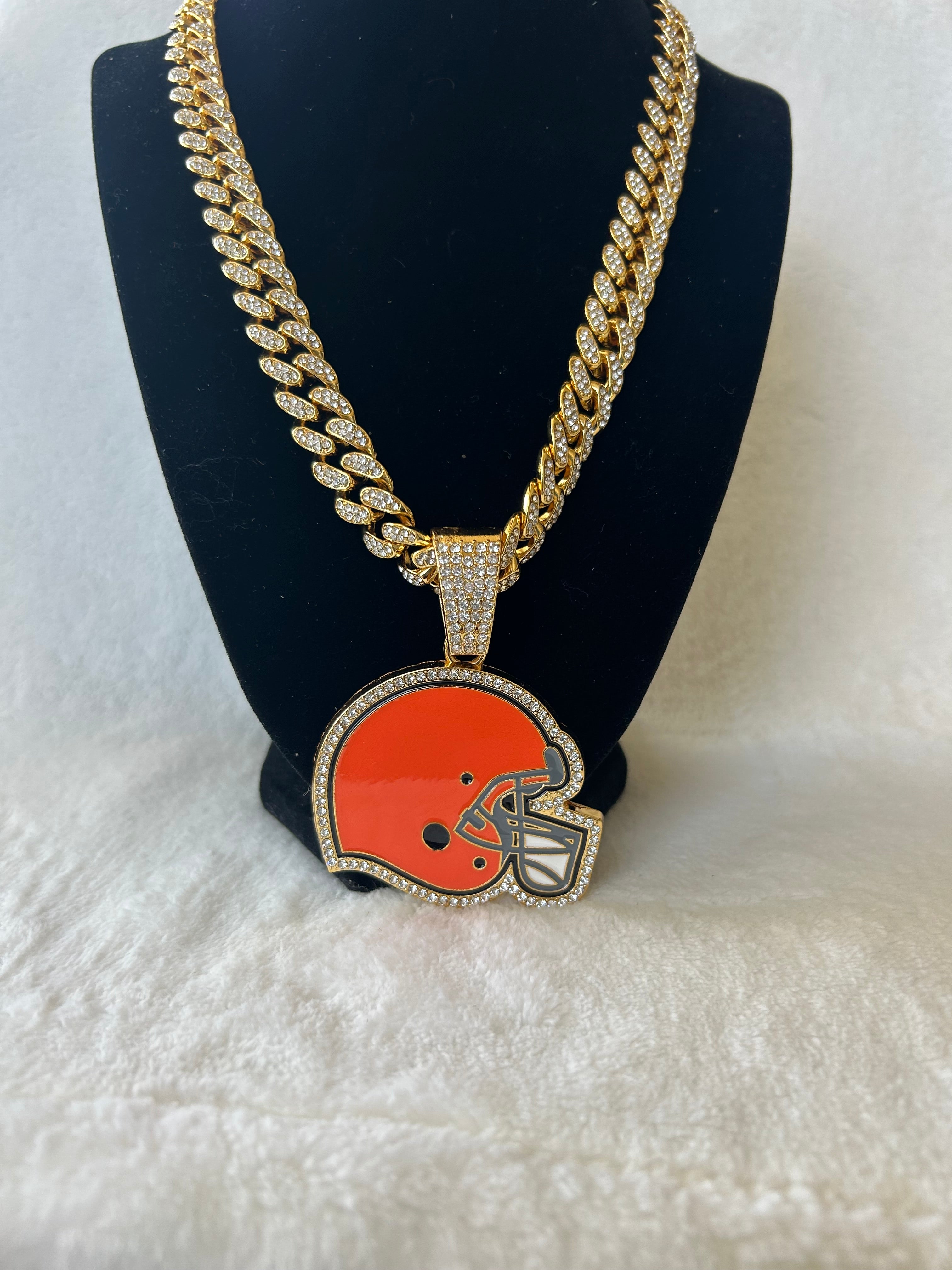 Cleveland Browns Men’s Large Gold Iced Cuban Chain 24”, US SHIP - EB Sports Championship Rings