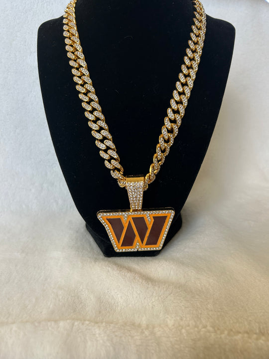 Washington Commanders Men’s Large Gold Iced Cuban Chain 24”, US SHIP - EB Sports Championship Rings