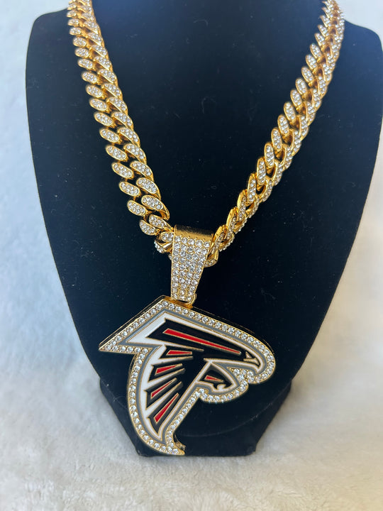 Atlanta Falcons men’s Large Gold Iced Cuban Chain 24”, US SHIP - EB Sports Championship Rings