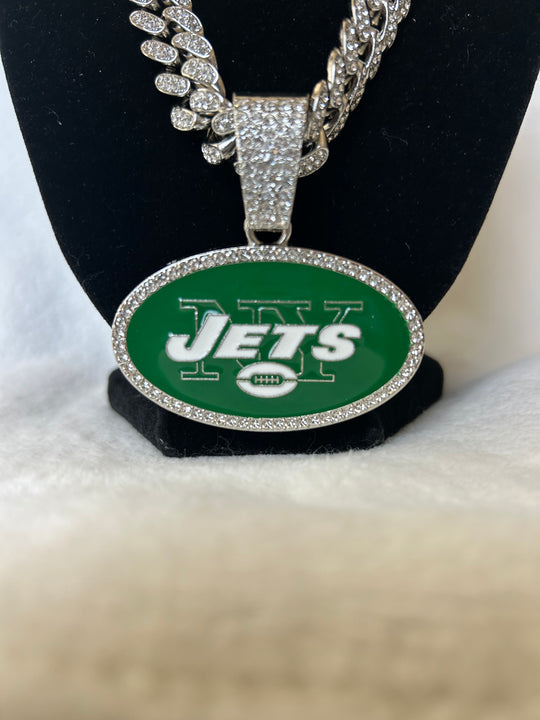 New York Jets Men’s Large Silver Iced Cuban Chain 24” - EB Sports Championship Rings
