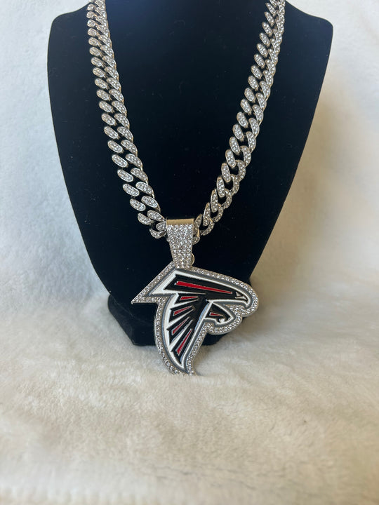 Atlanta Falcons men’s Large Silver Iced Cuban Chain 24”, US SHIP - EB Sports Championship Rings