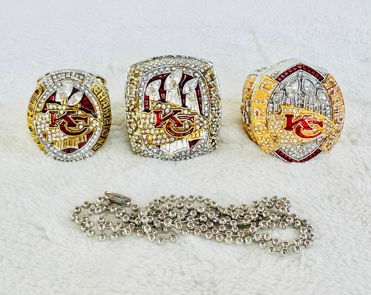 3 PCS Kansas City Chiefs Ultimate Collection Championship Ring Set, US SHIP - EB Sports Championship Rings