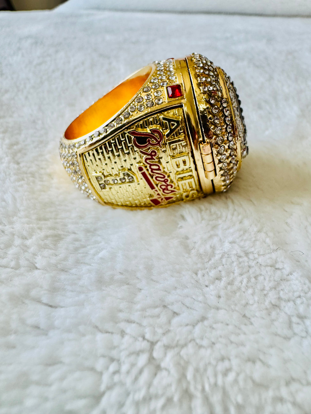 2021 Atlanta Braves World Series Champion Ring, top pops open - EB Sports Championship Rings