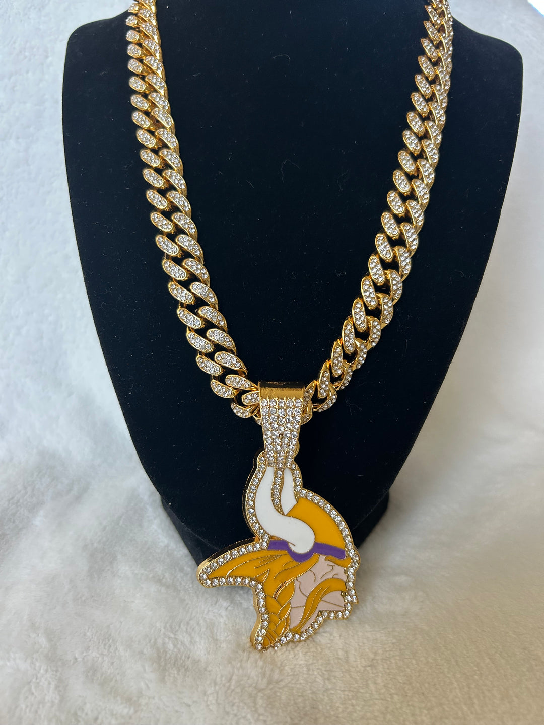 Minnesota Vikings Men’s Large Gold Iced Cuban Chain 24”, US SHIP - EB Sports Championship Rings