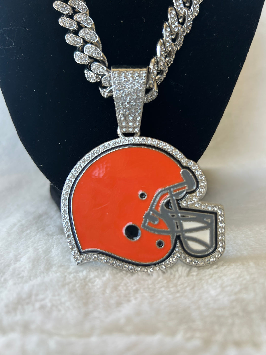 Cleveland Browns Men’s Large Silver Iced Cuban Chain 24”, US SHIP - EB Sports Championship Rings