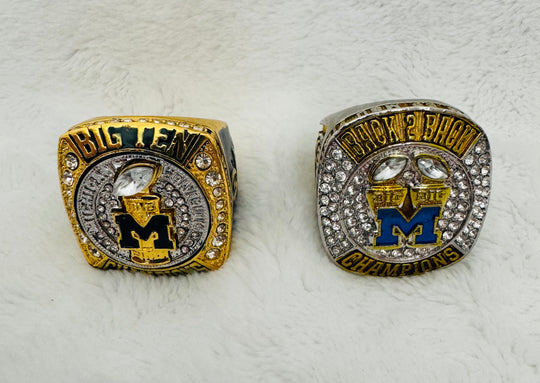 2 PCS Michigan Wolverines Replica Championship Ring W Box, US SHIP 2021/2022 - EB Sports Championship Rings