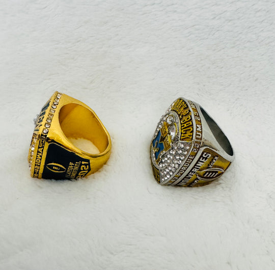 2 PCS Michigan Wolverines Replica Championship Ring W Box, US SHIP 2021/2022 - EB Sports Championship Rings