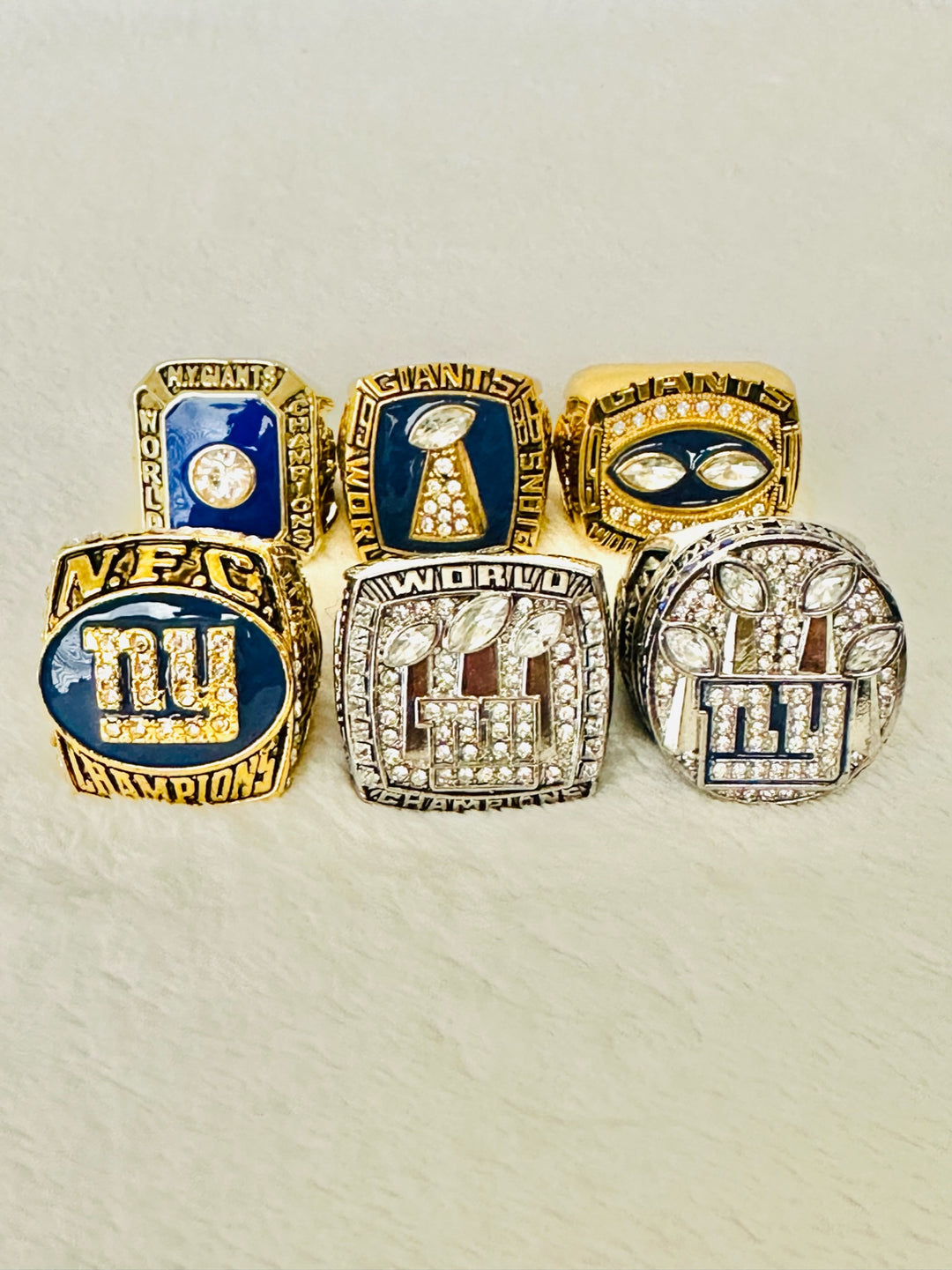 6 PCS New York Giants Championship Ring Complete SET W Case, US SHIP - EB Sports Champion's Cache