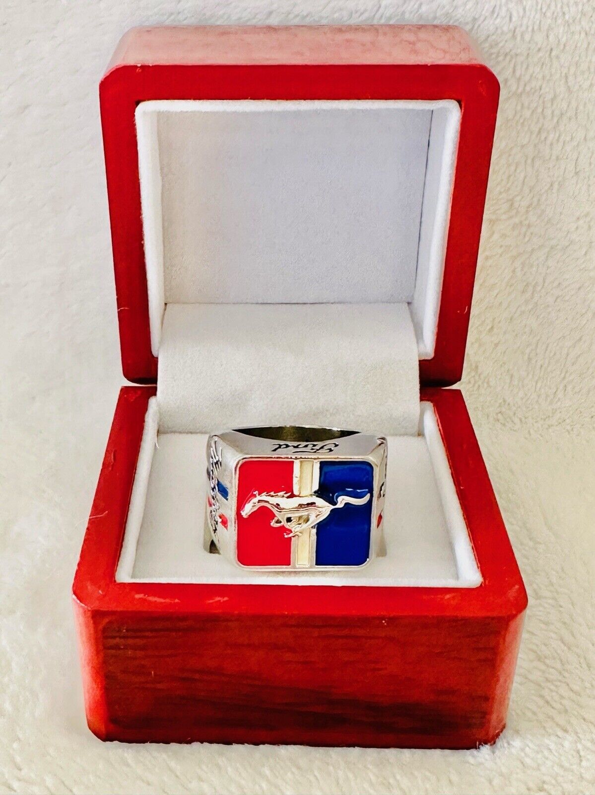 Ford Mustang Inspired Silver Ring, USA SHIP W Box - EB Sports Champion's Cache
