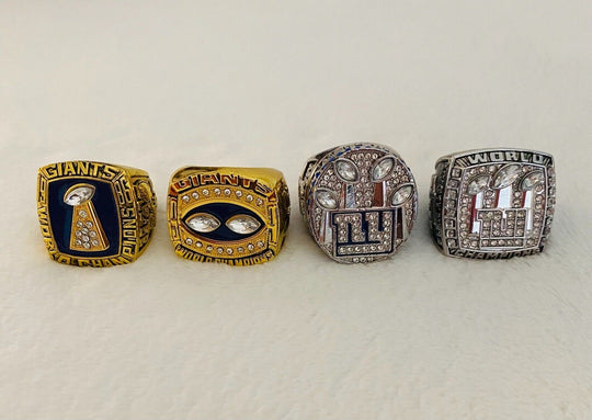 4 PCS New York Giants Super Bowl Ring Complete SET, US SHIP - EB Sports Champion's Cache