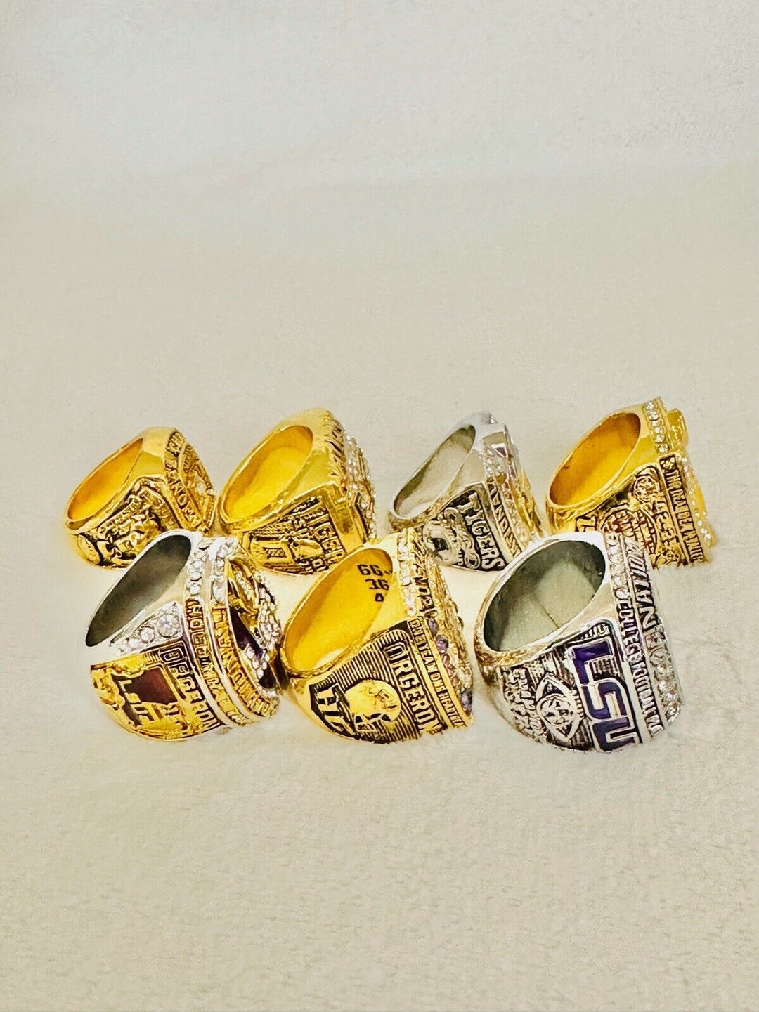 7 PCS LSU Tigers National Championship Ring W Box, US SHIP 1958-2020 - EB Sports Champion's Cache