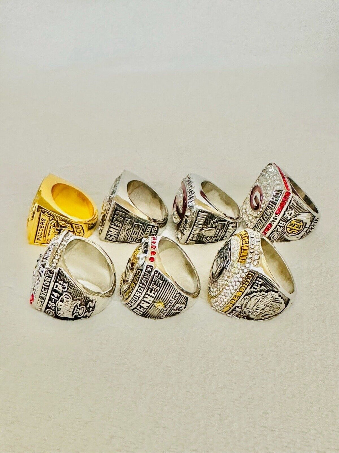 7 PCS Georgia Bulldogs Championship Ring Set W Box, US SHIP 1980-2023 - EB Sports Champion's Cache