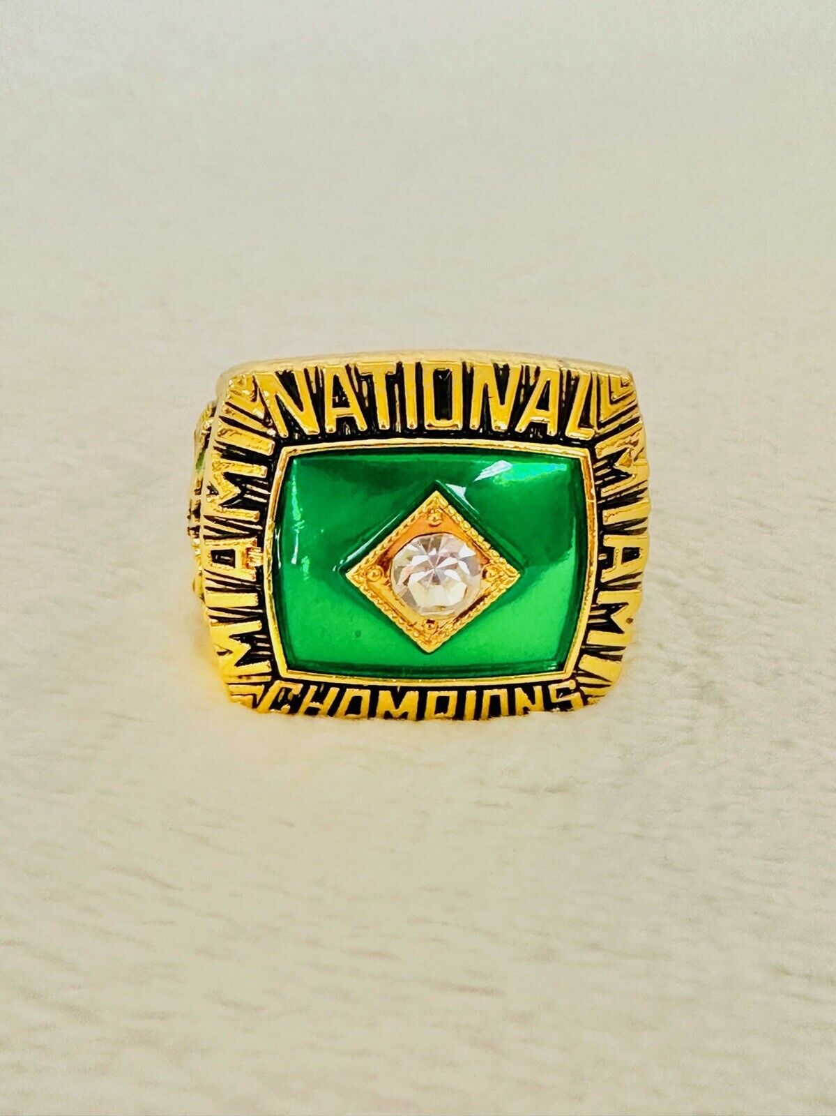 1987 Miami Hurricanes NCAA 18k GP Brass Championship Ring, US SHIP - EB Sports Champion's Cache