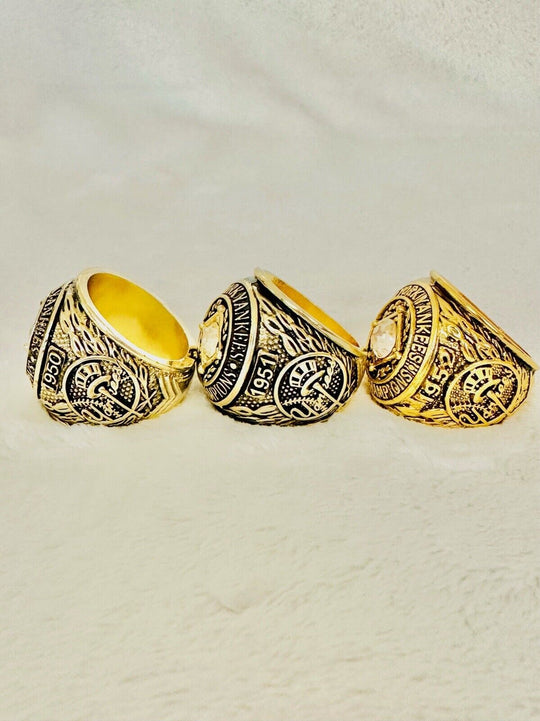 3 PCS NEW YORK Yankees World Series Champions Ring Set W Box, US SHIP 1950/51/52 - EB Sports Champion's Cache