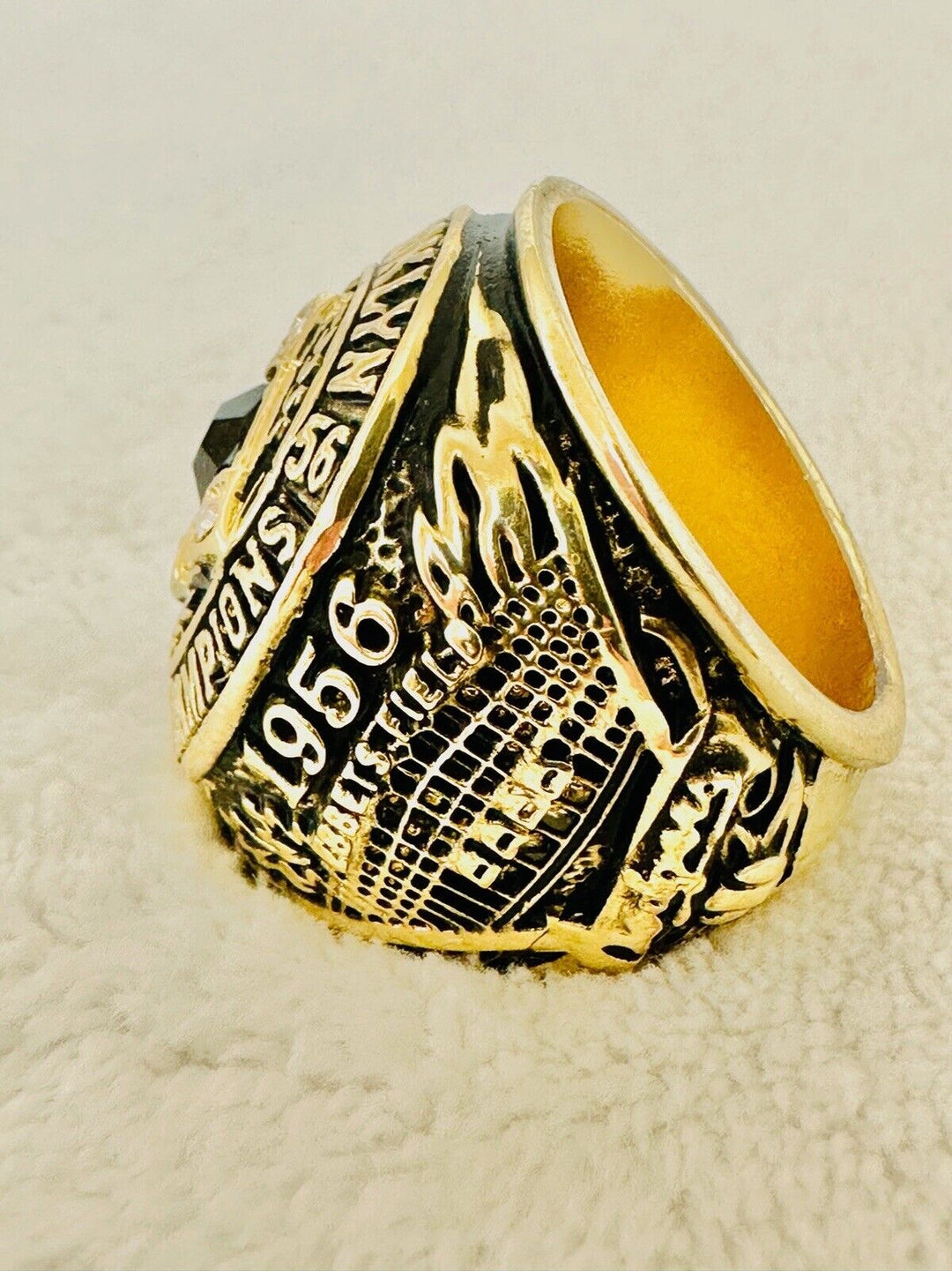 1956 Brooklyn Dodgers 18k GP Brass NL Championship Ring W Wood Box, US SHIP - EB Sports Champion's Cache