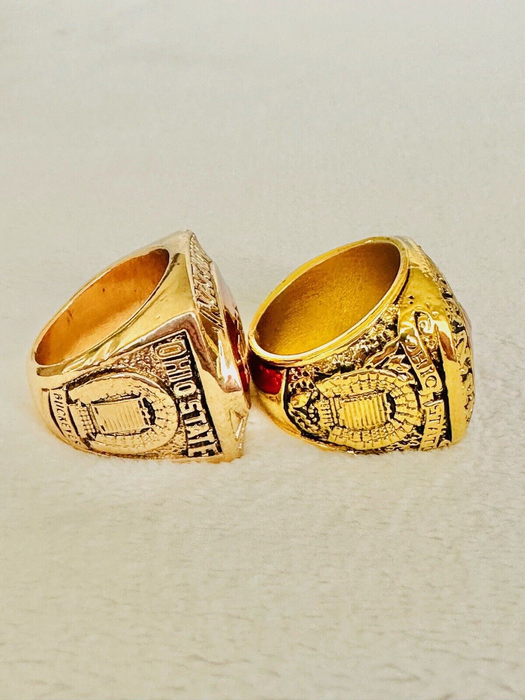 2 PCS Ohio State NCAA Championship Ring Set, US SHIP 1967/68 back to back - EB Sports Champion's Cache