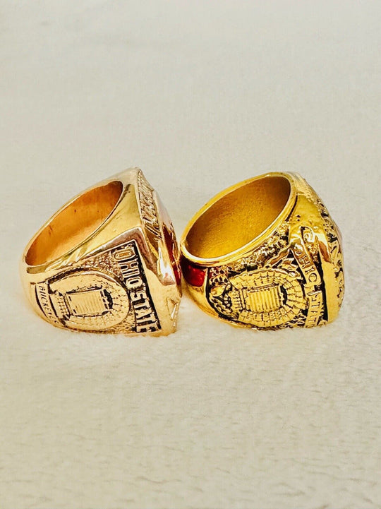 2 PCS Ohio State NCAA Championship Ring Set, US SHIP 1967/68 back to back - EB Sports Champion's Cache