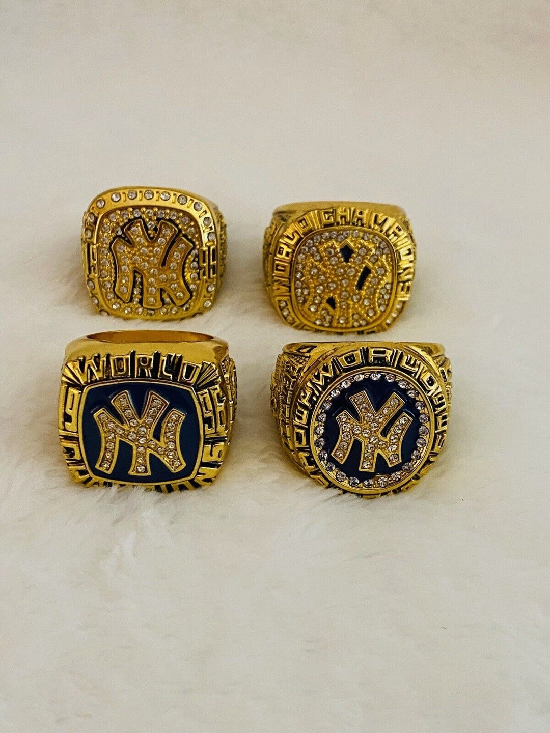 4 PCS NEW YORK Yankees World Series Champions Ring Set, US SHIP 1996-2000 - EB Sports Champion's Cache