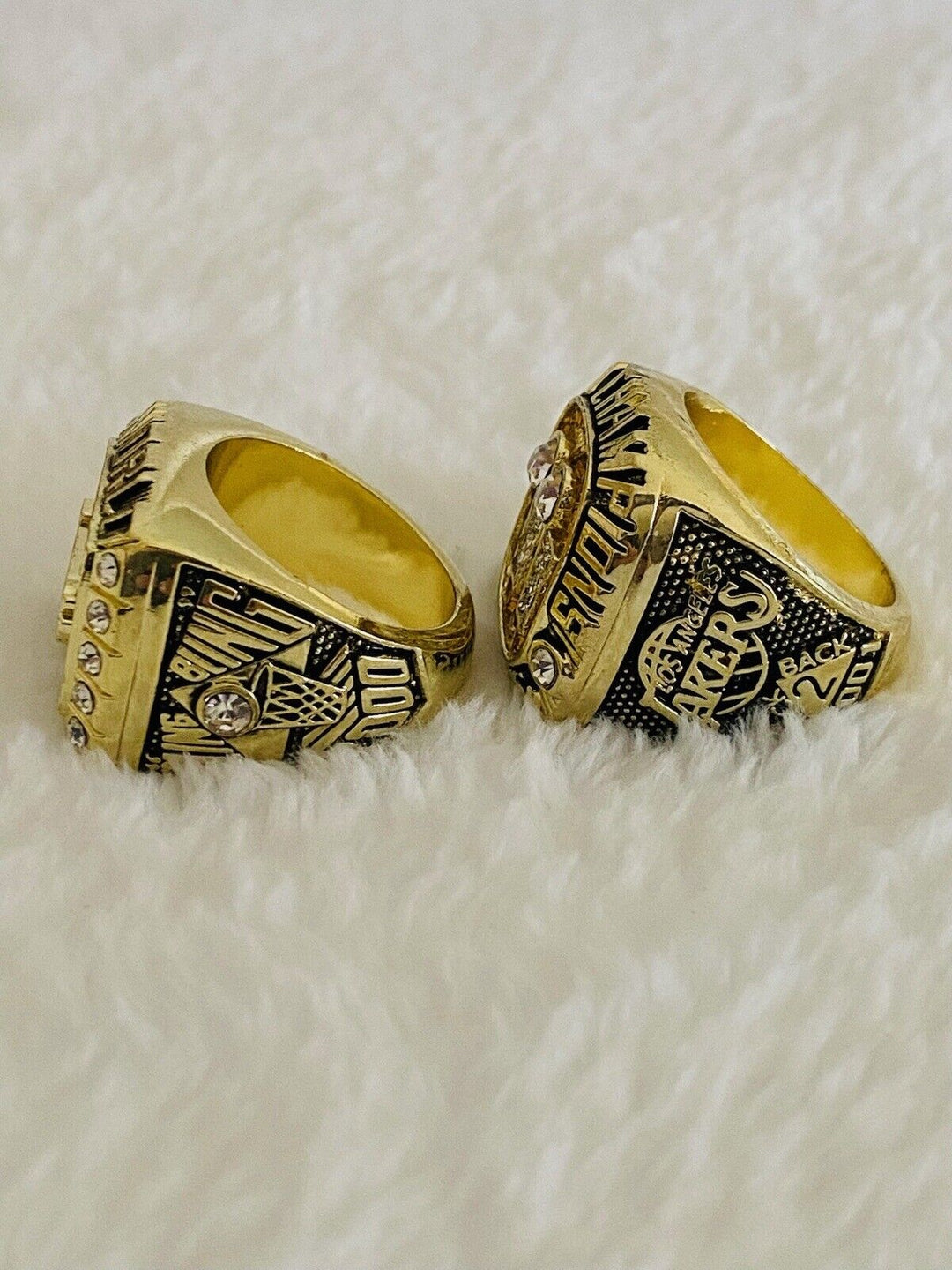 2 Pcs Los Angeles Lakers Ring Set W Box,  SHIP 2000/01 Kobe Bryant - EB Sports Champion's Cache