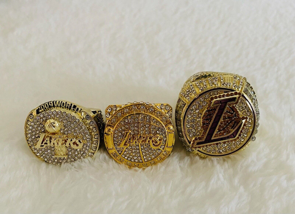 3 Pcs Los Angeles Lakers 3 Peat Ring Set,  SHIP Kobe And Lebron - EB Sports Champion's Cache