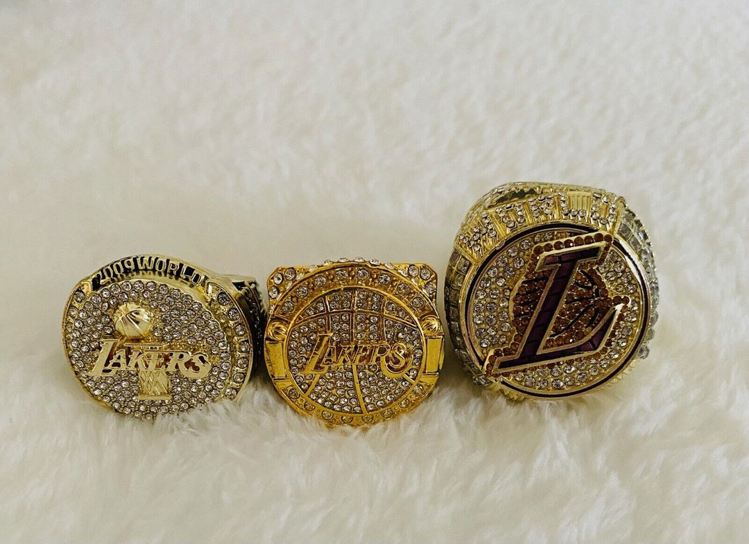 3 Pcs Los Angeles Lakers 3 Peat Ring Set,  SHIP Kobe And Lebron - EB Sports Champion's Cache