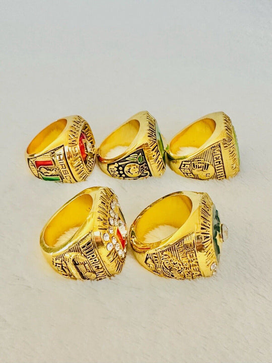 5 PCS Miami Hurricanes NCAA 18k GP Championship Ring W Box, US SHIP 1983-2001 - EB Sports Champion's Cache