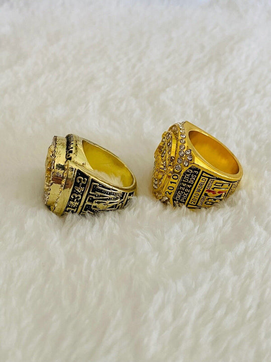 2 Pcs Los Angeles Lakers Ring Set W Case,  SHIP 2009/10 Kobe Bryant - EB Sports Champion's Cache